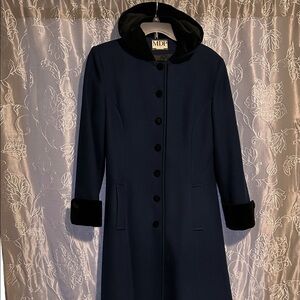 MDP Women's Navy Coat with Black Accents
